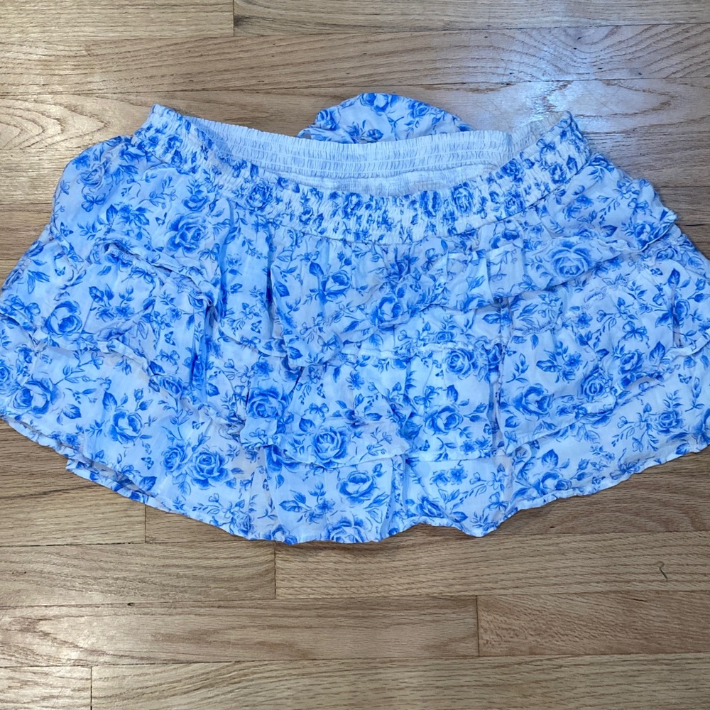 Hollister Blue Floral Mini Skirt